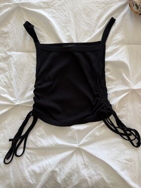 Black Ribbed Side-Tie Tank Top